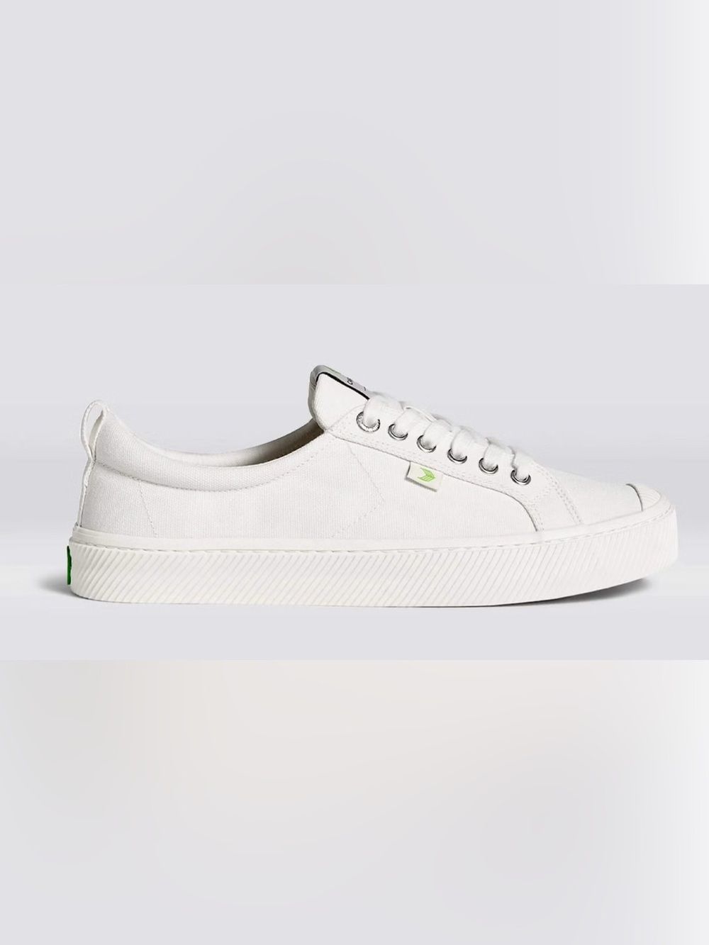 Cariuma Kids White Canvas Slip-On Sneakers with Green Logo